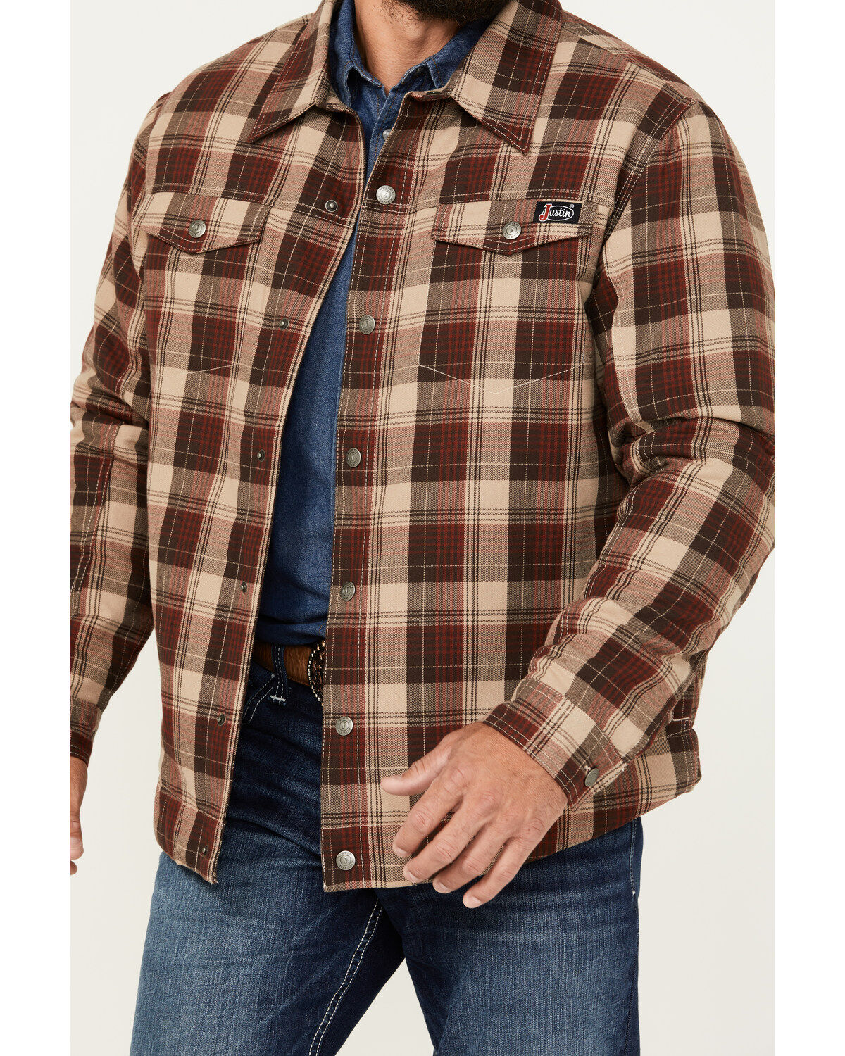 Justin Men's Jackson Plaid Print Snap Shacket