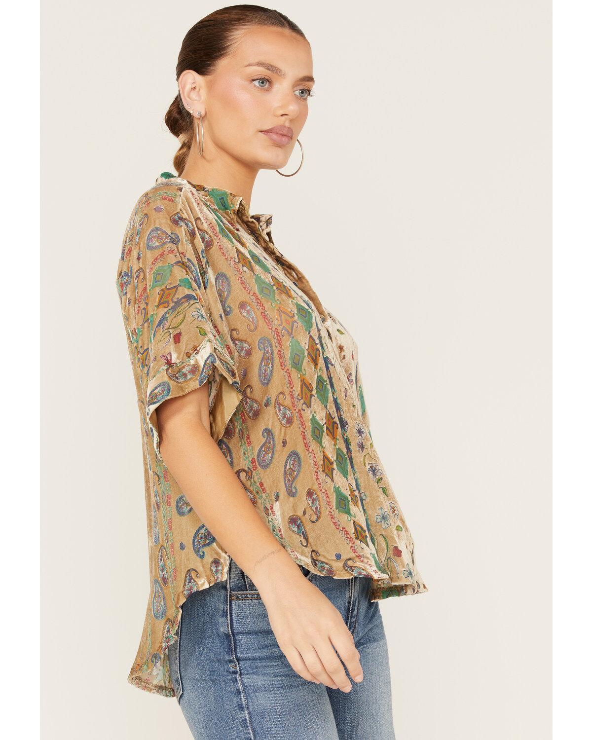 Johnny Was Women's Sugar Burnout Paisley Print Lynn Shirt