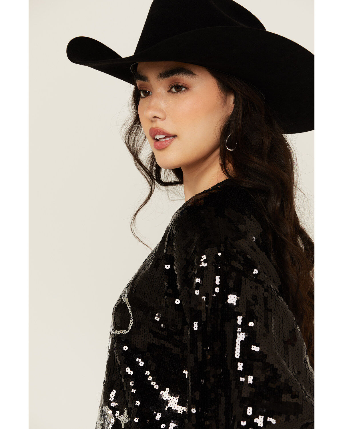 Mainstrip Women's Disco Cowgirl Sequins Short Sleeve Graphic Tee