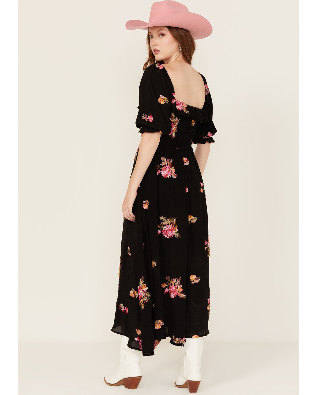 Wild Moss Women's Floral Embroidered Midi Dress