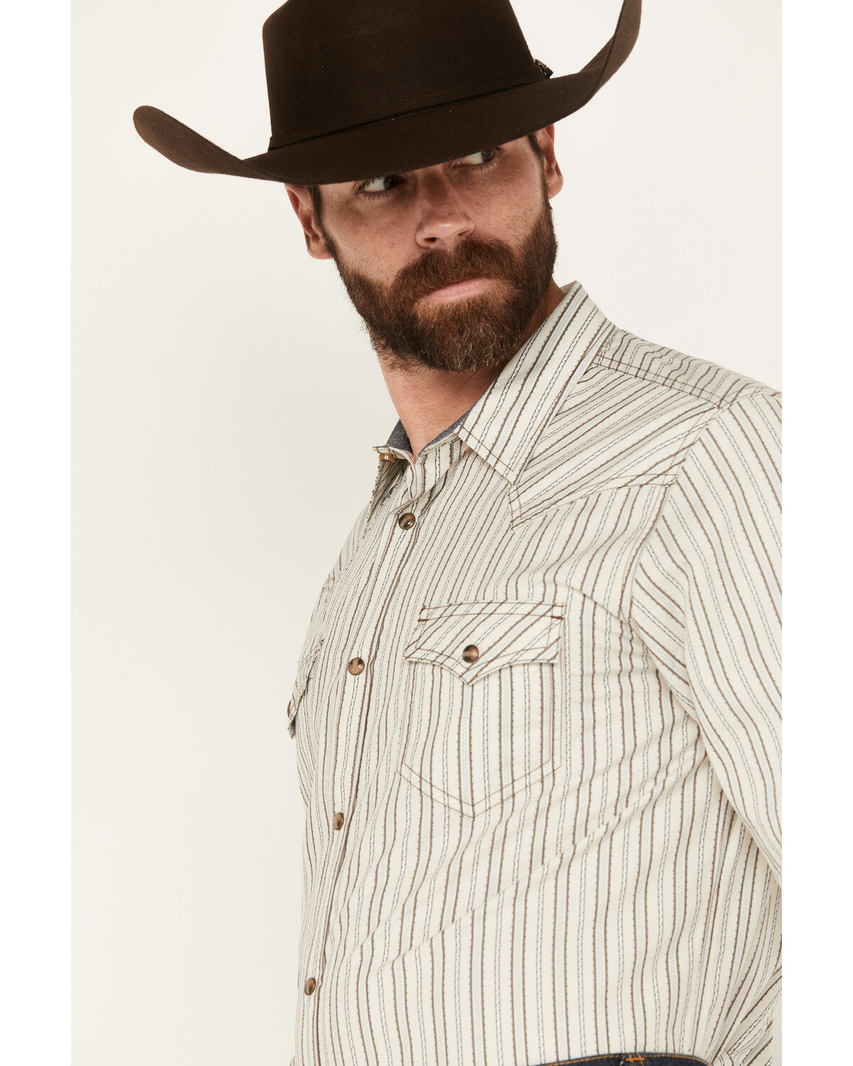 Cody James Men's Straight Lines Striped Long Sleeve Snap Western Shirt