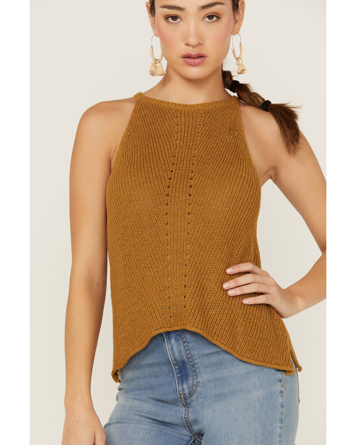 Panhandle Women's Halter Sweater Knit Tank