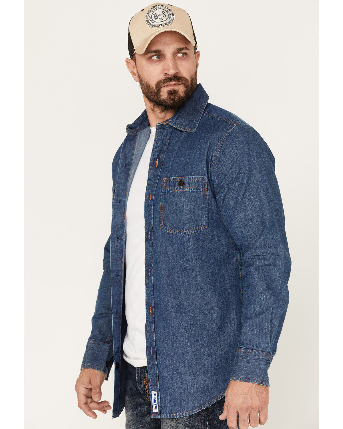 Resistol Men's Aspen Denim Long Sleeve Button Down Shirt