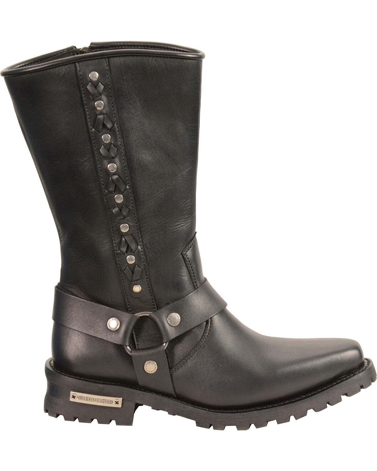 Milwaukee Leather Men's Braid & Rivet Harness Boots - Square Toe