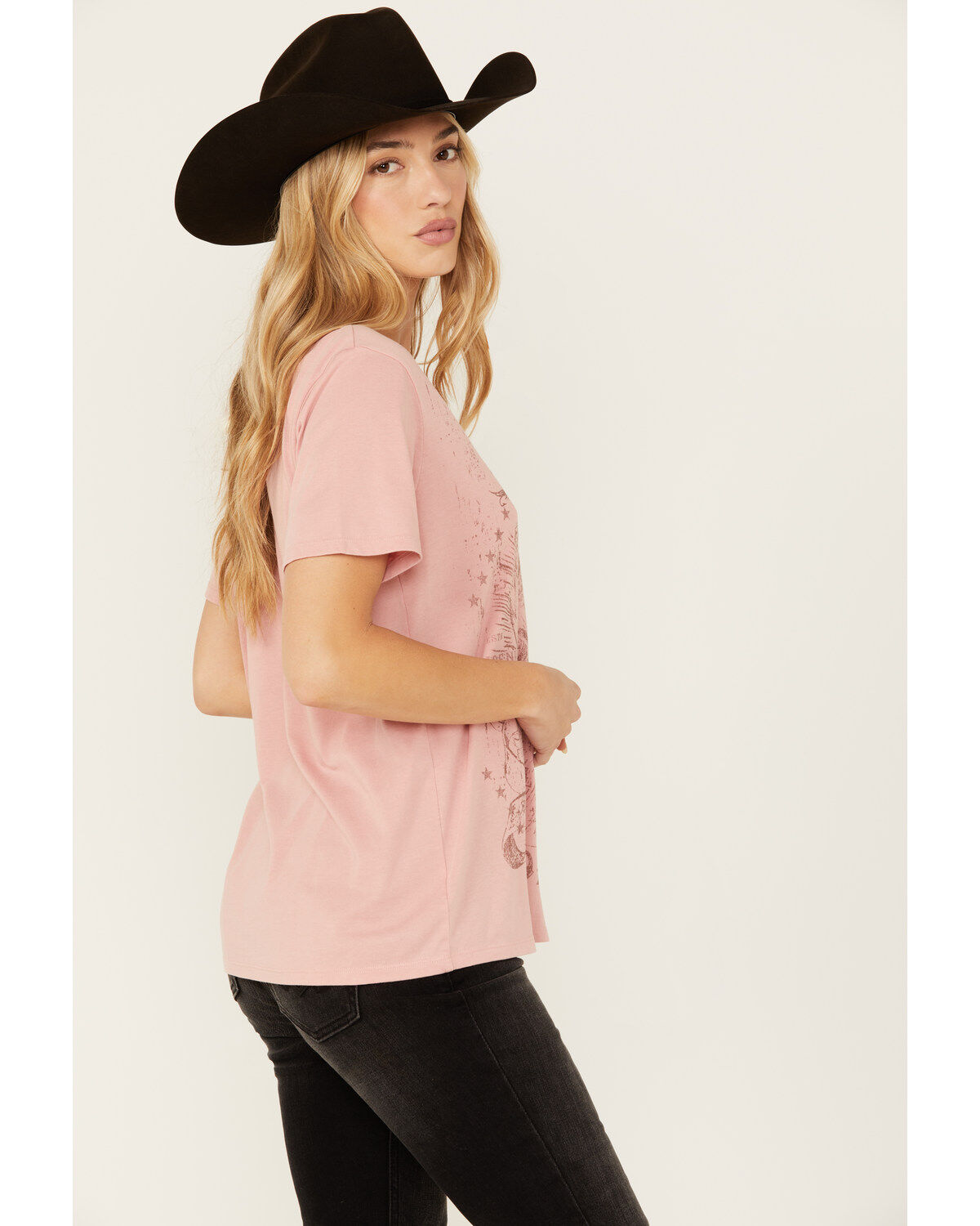 Blended Women's Rodeo Cowboy Cutout Short Sleeve Graphic Tee