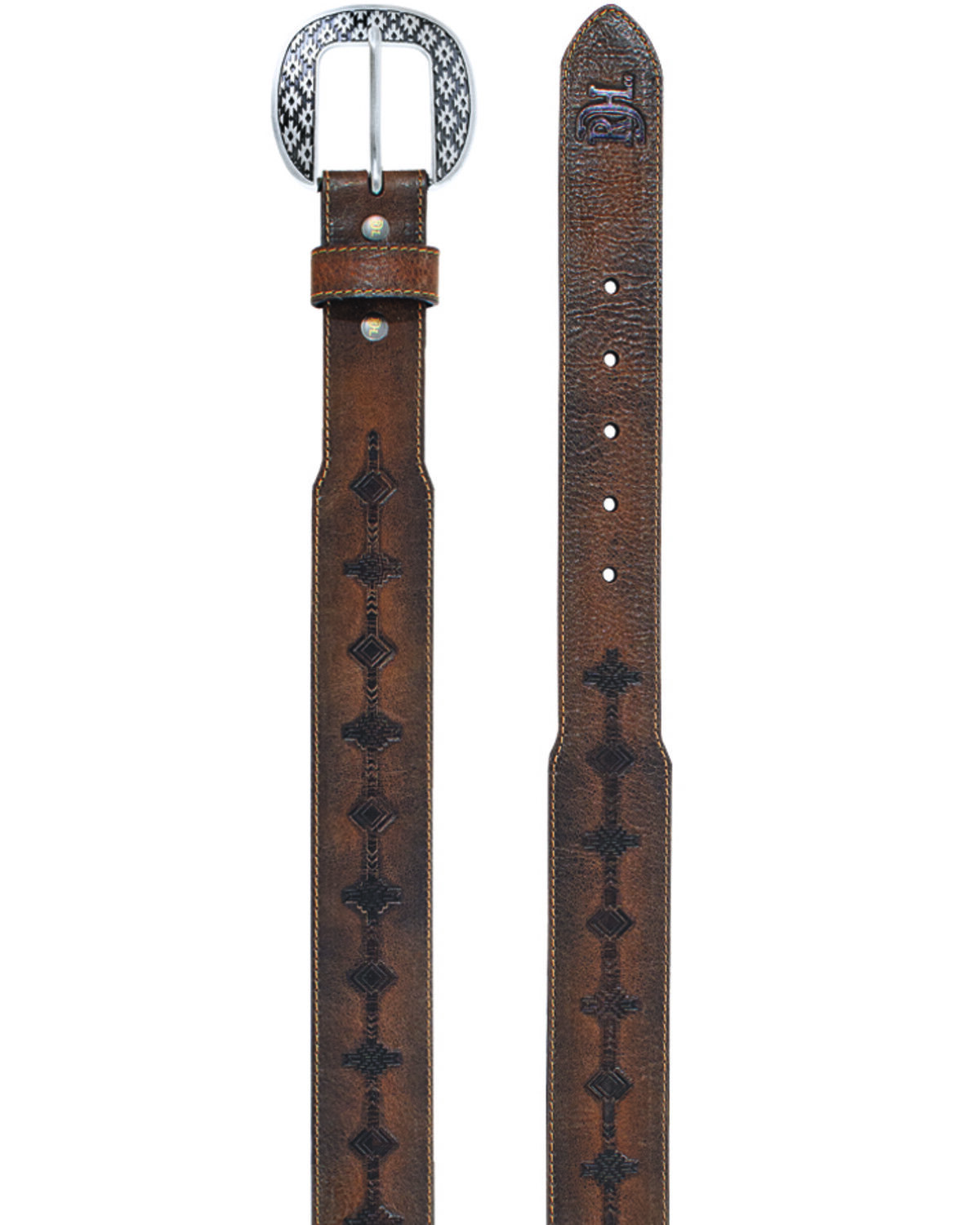 Red Dirt Hat Men's Southwestern Print Leather Belt