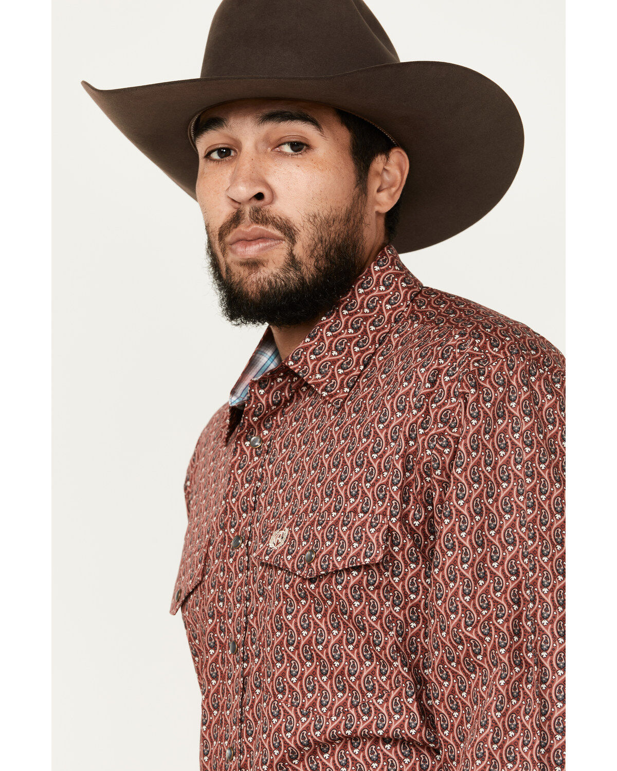 Panhandle Men's Select Paisley Print Long Sleeve Snap Western Shirt