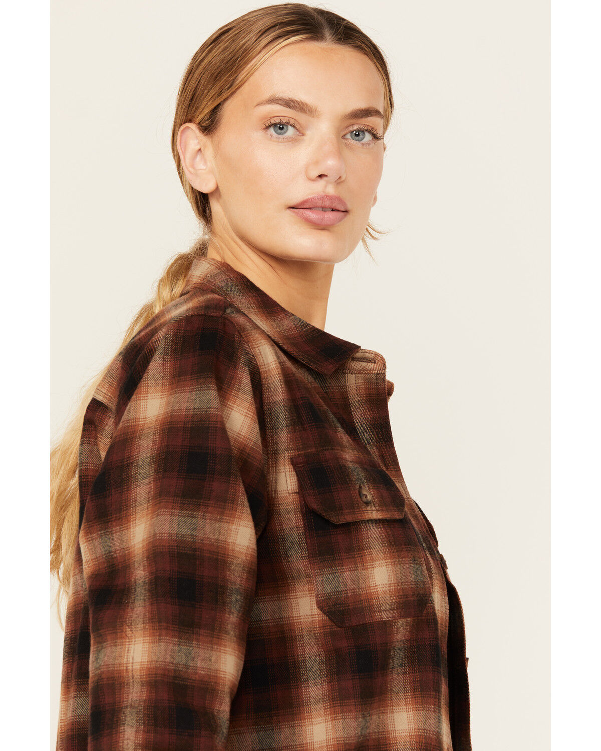 Lucky Brand Workwear Women's River Plaid Print Long Sleeve Button-Down Flannel Work Shirt