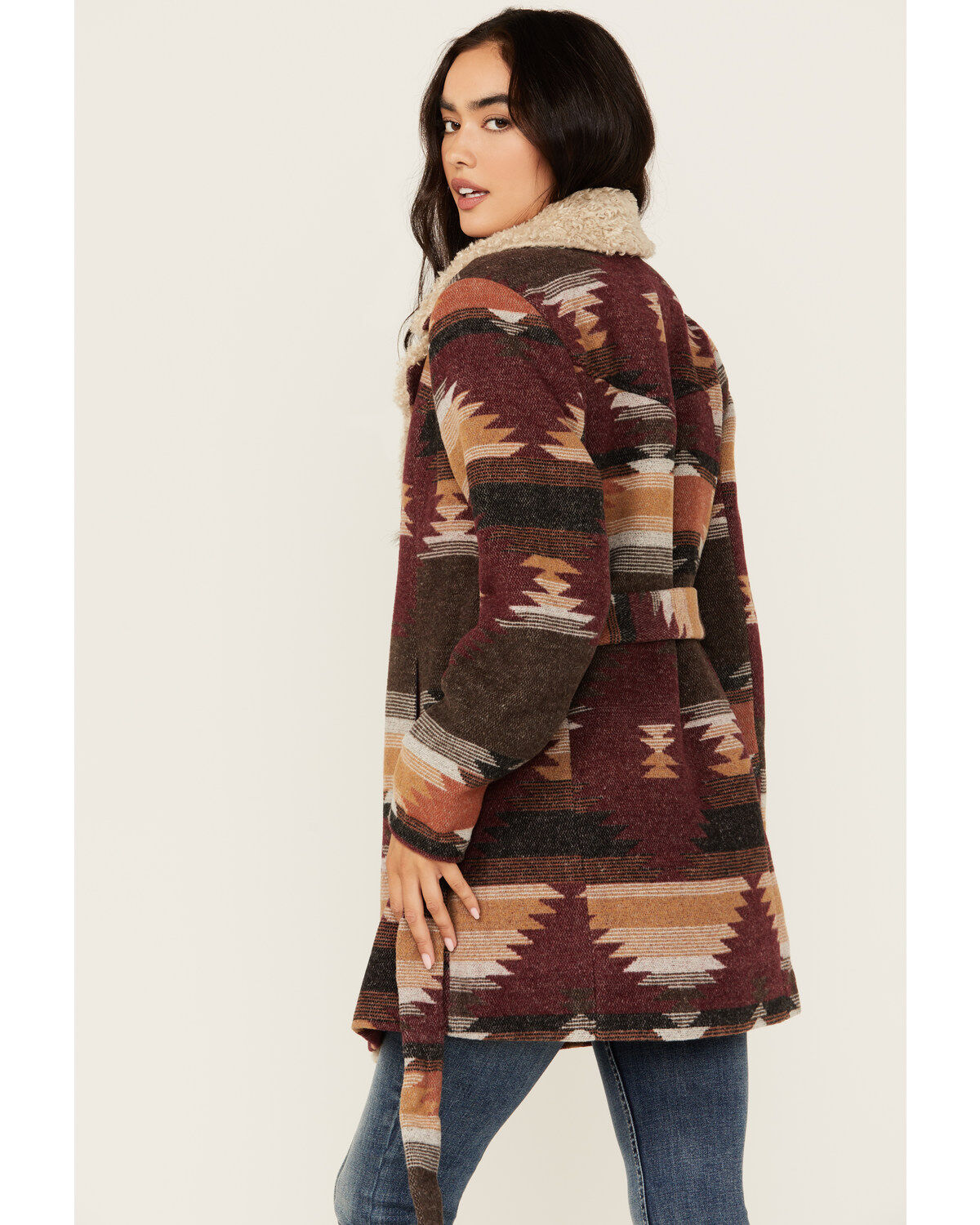 Idyllwind Women's Lynn Southwestern Print Faux Fur Collar Shacket