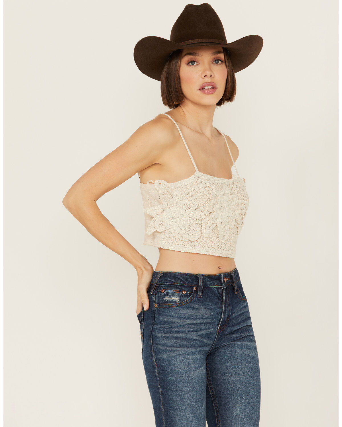 Miss Me Women's Flower Embellished Cropped Tank