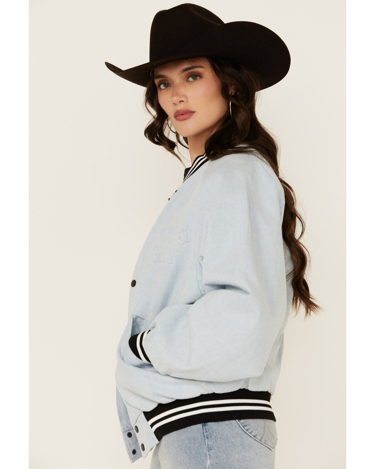 The Laundry Room Women's Denim Coors Ghost Stadium Bomber Jacket