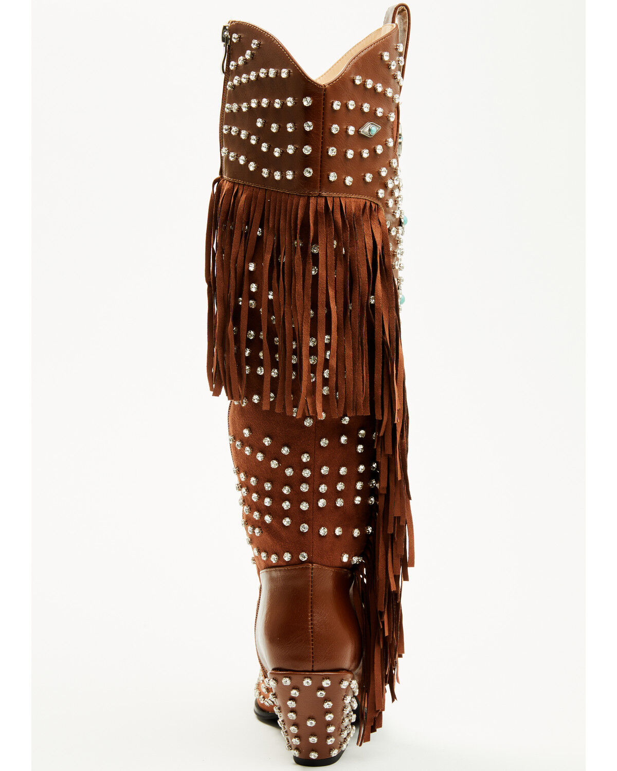 Azalea Wang Women's Bennett Embellished Fringe Tall Fashion Boots - Snip Toe