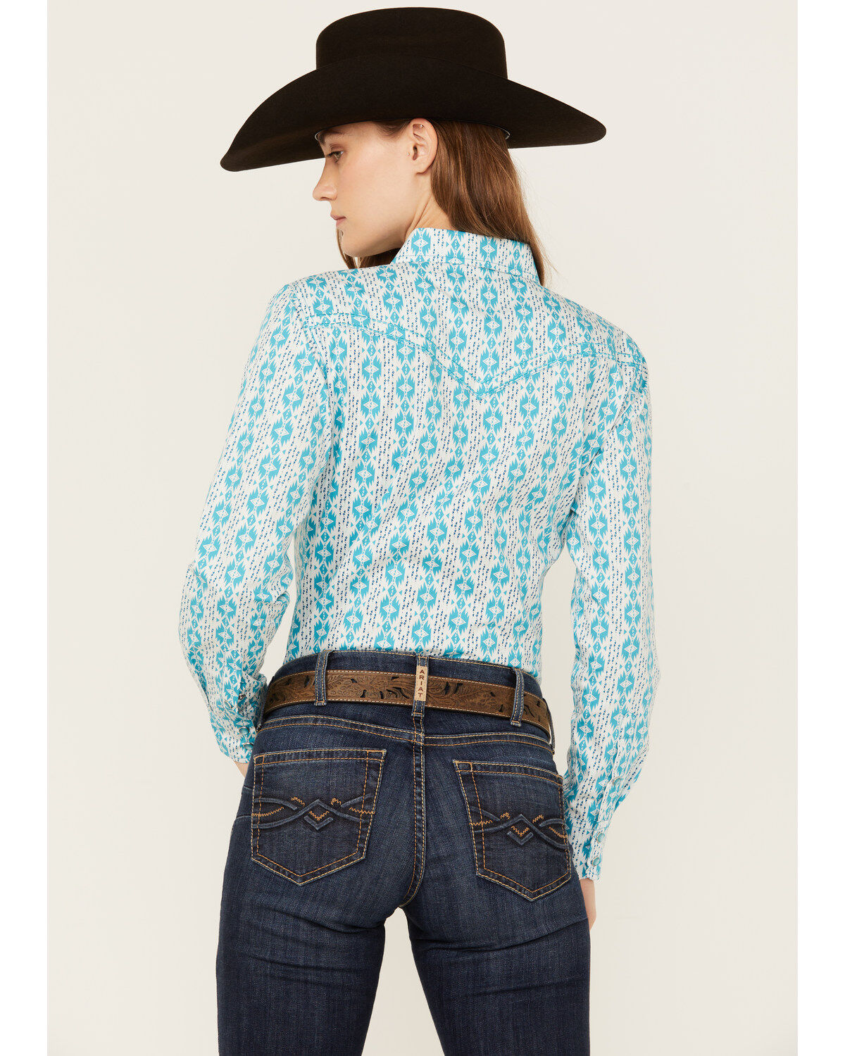 Cowboy Hardware Women's Southwestern Print Long Sleeve Snap Western Shirt