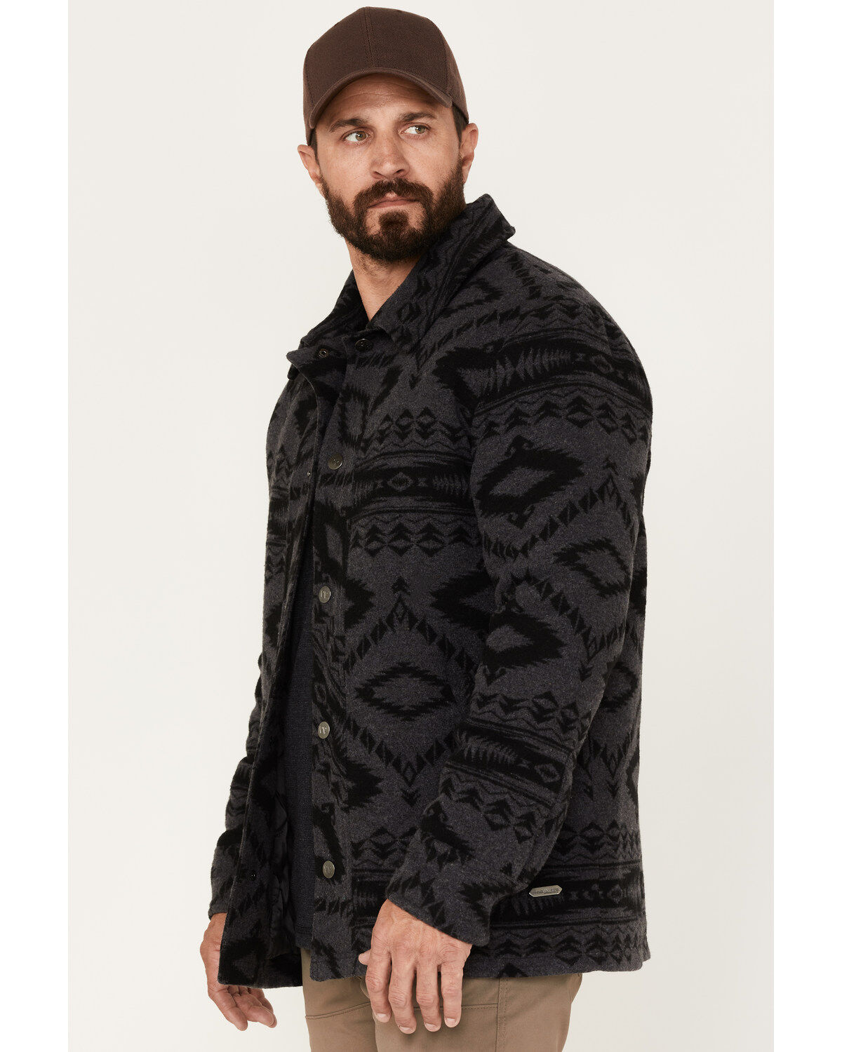 Powder River Outfitters Men's Border Commander Southwestern Print Full-Snap Wool Jacket