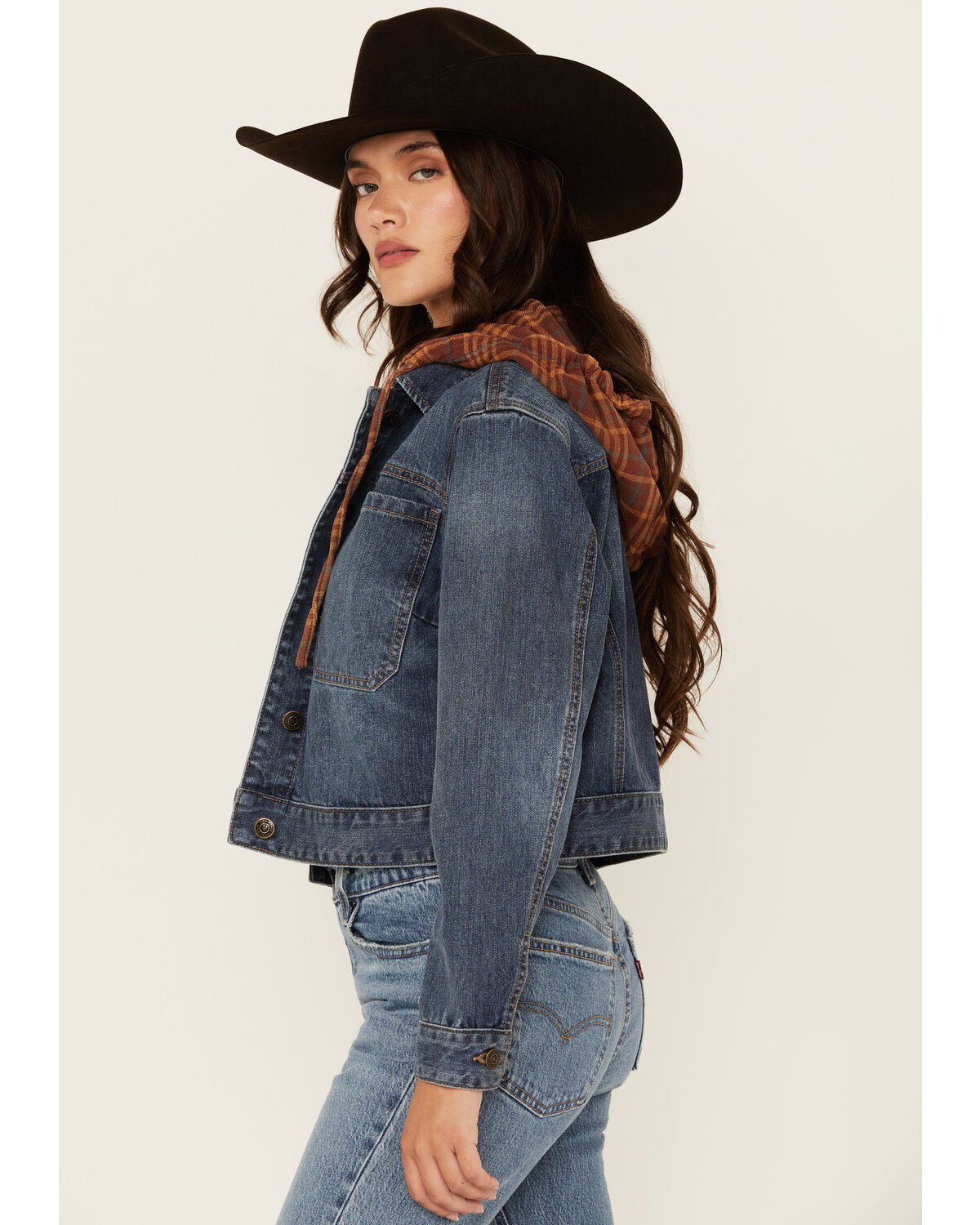 Cleo + Wolf Women's Arno Medium Wash Cropped Denim Jacket