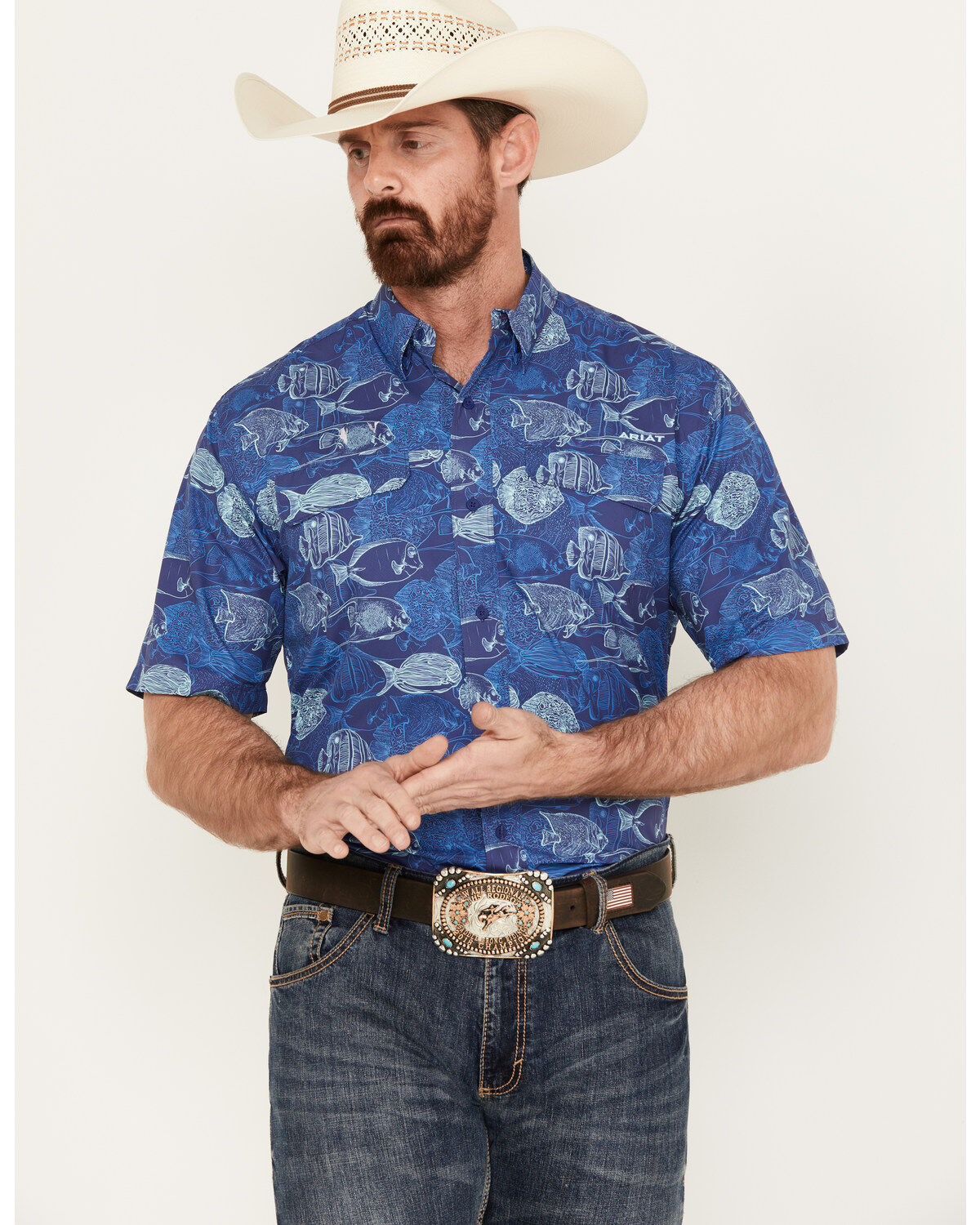 Ariat Men's VentTEK Outbound Print Classic Fit Short Sleeve Performance Shirt