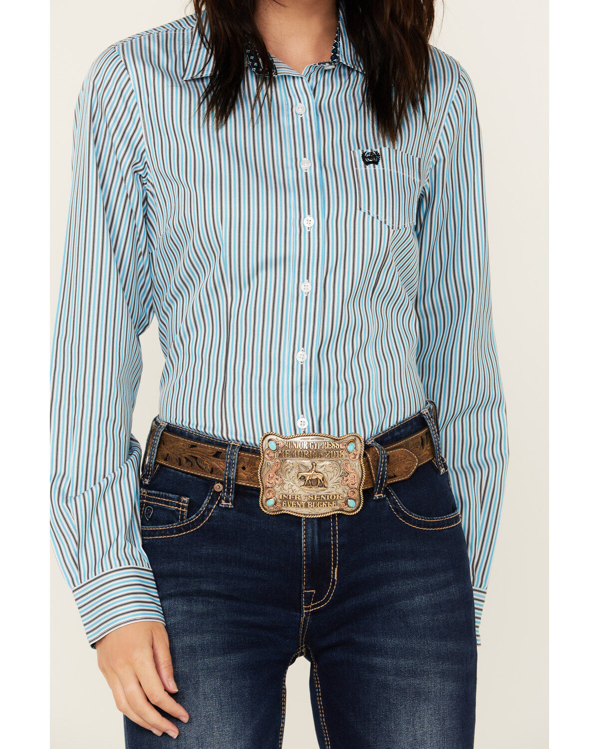 Cinch Women's Striped Long Sleeve Button-Down Western Core Shirt