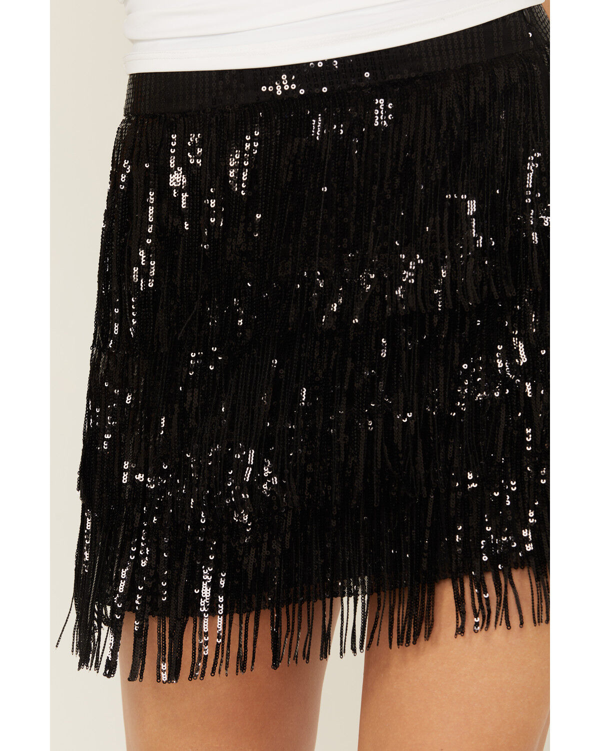 Blue B Women's Metallic Fringe Mini Skirt