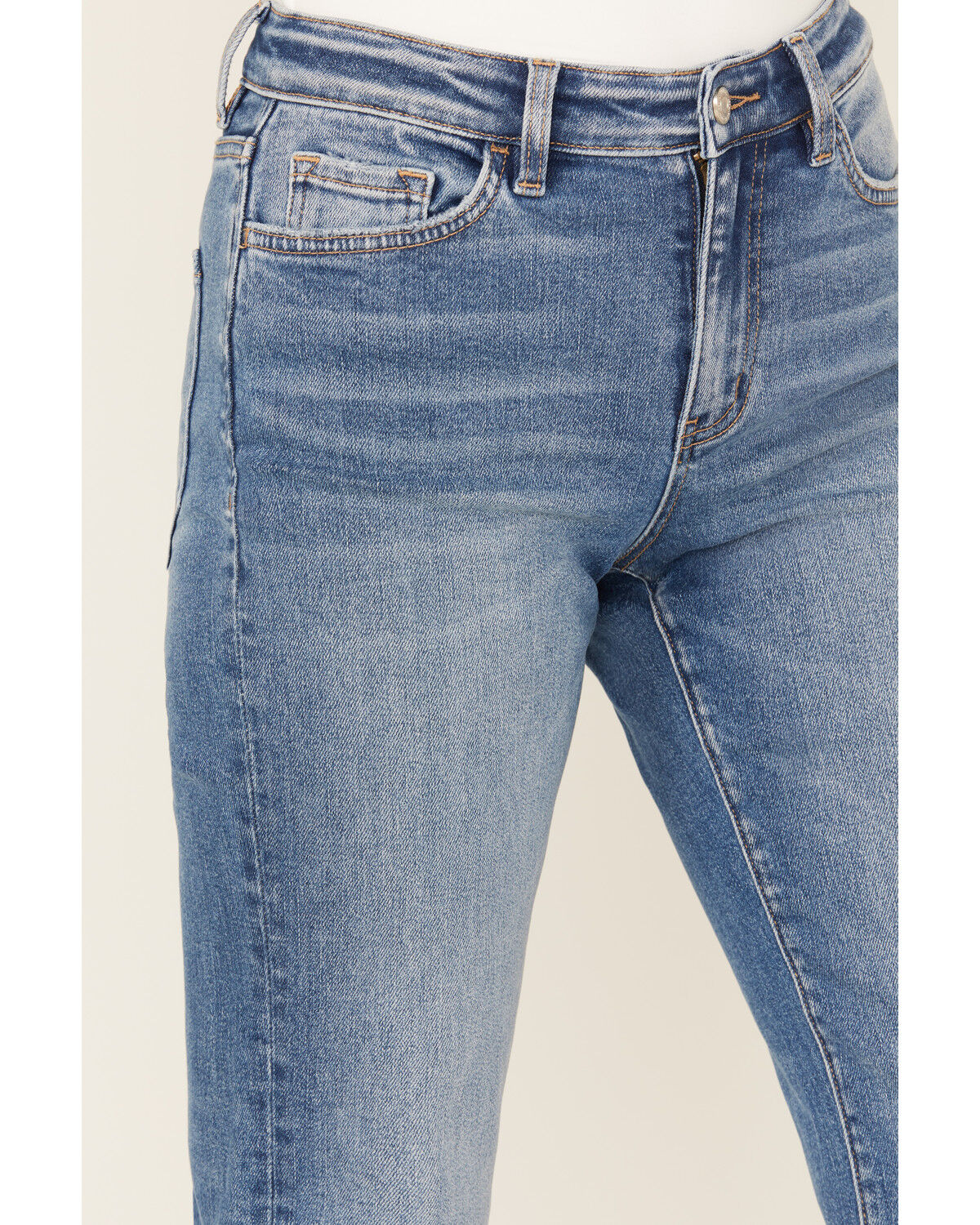 Vervet Women's Medium Wash High Rise Relaxed Flare Trouser Stretch Denim Jeans