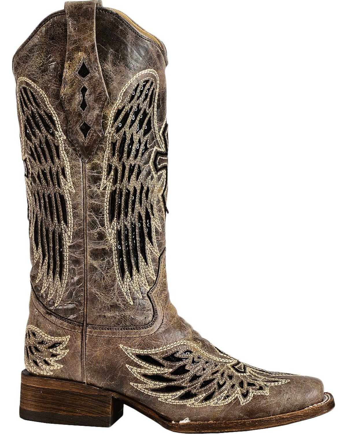 Corral Women's Sequin Wing & Cross Inlay Western Boots - Square Toe