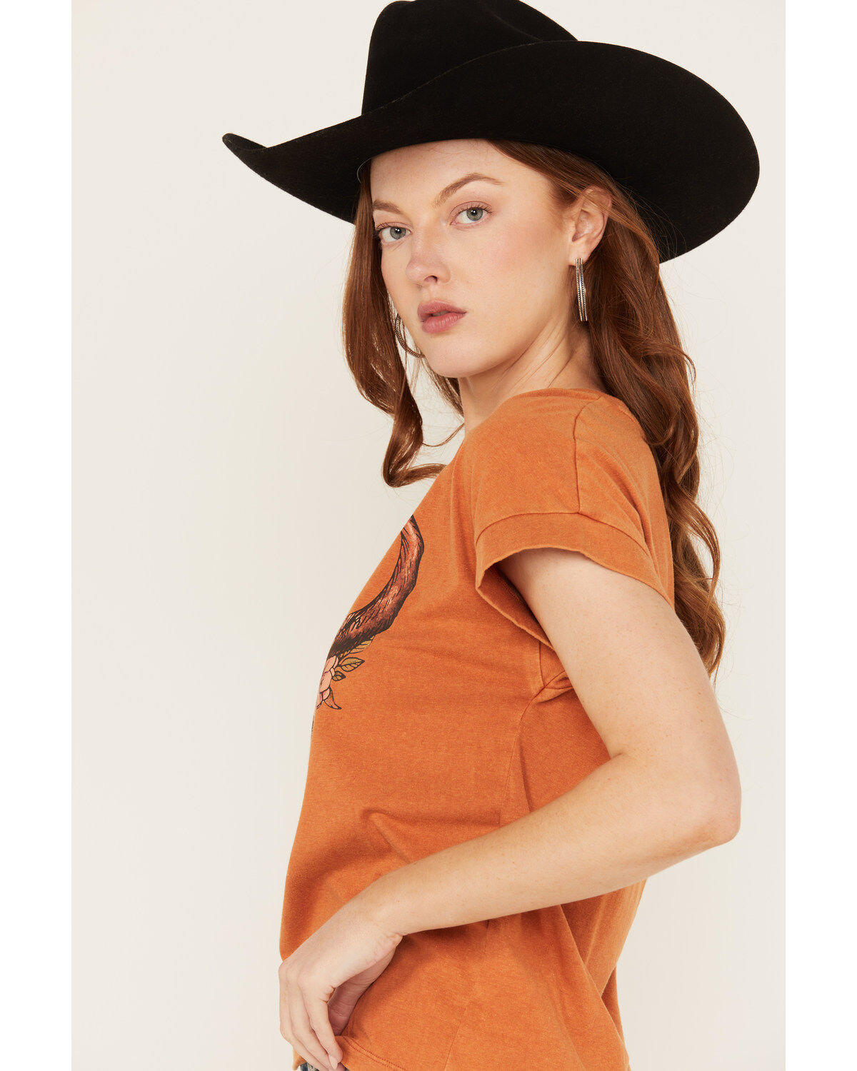 White Crow Women's Floral Steer Head Graphic Tee