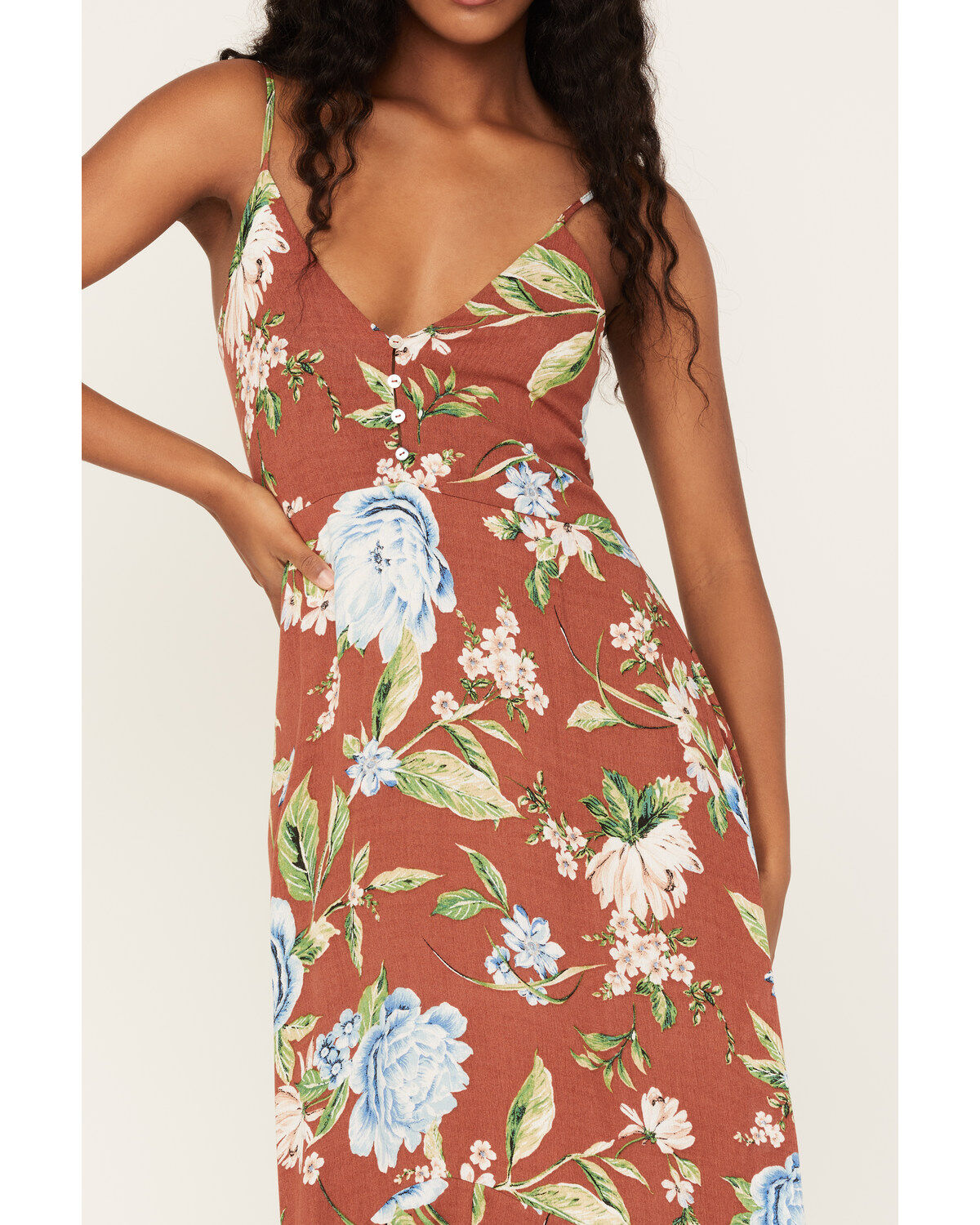 Wild Moss Women's Floral Print Sleeveless Maxi Dress