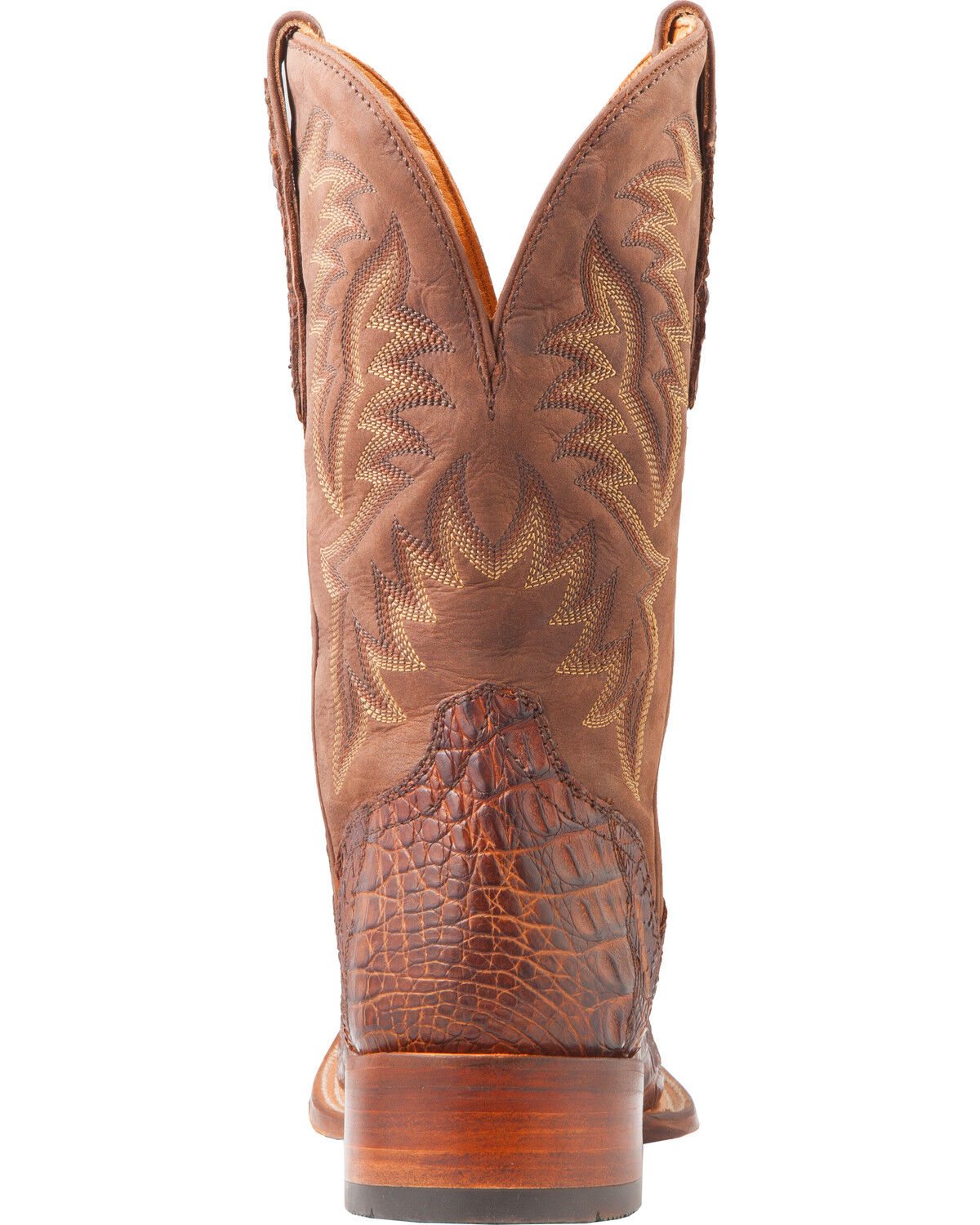 El Dorado Men's Handmade Caiman Back Brass Stockman Boots - Broad Square Toe
