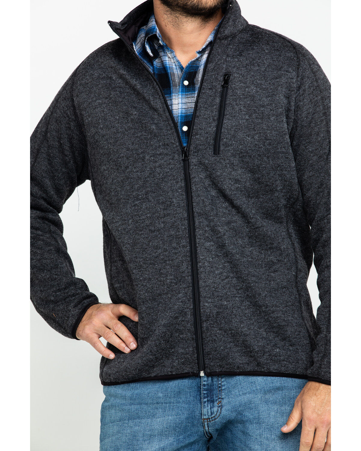 Stetson Men's Charcoal Fuzzy Bonded Sweater