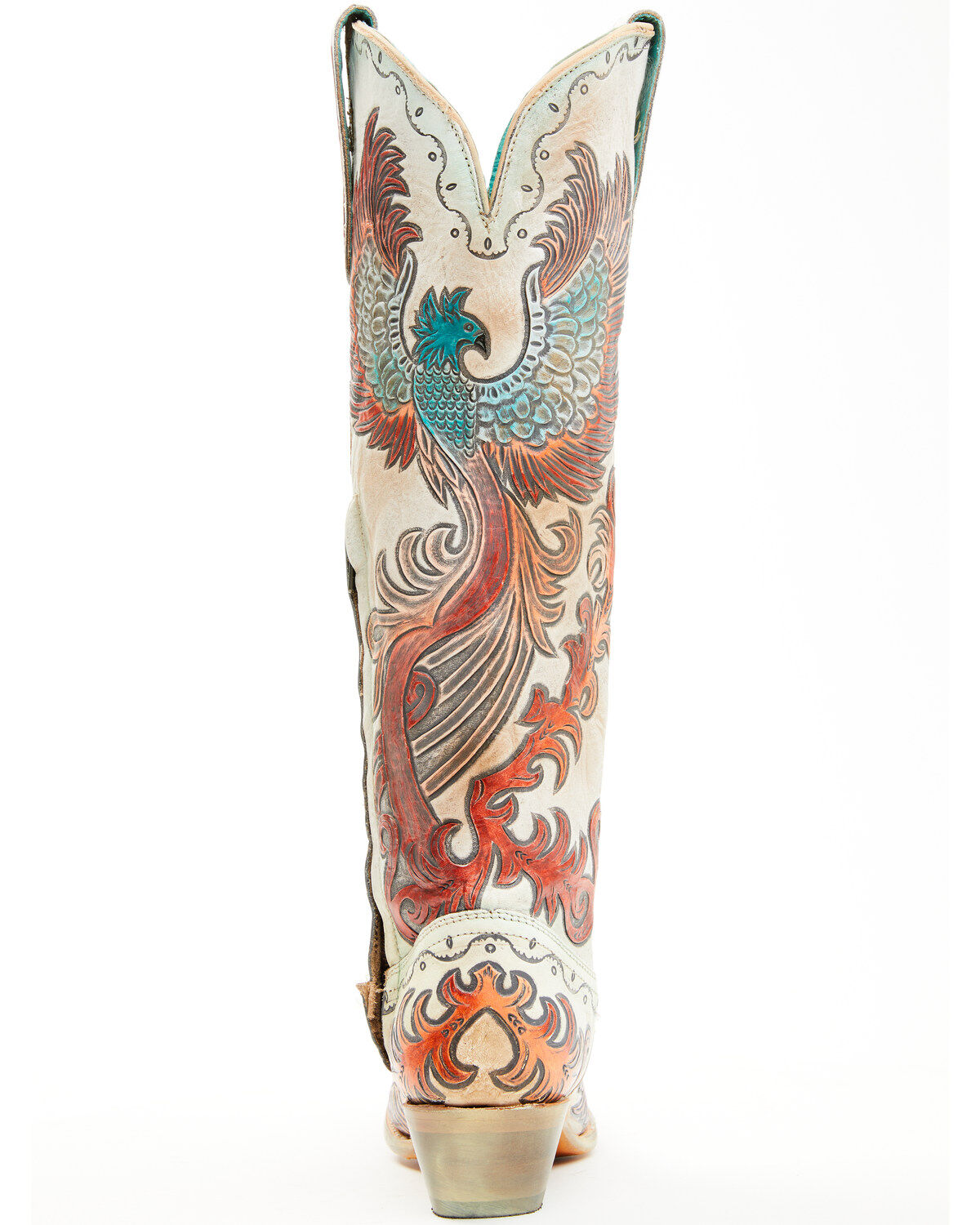 Corral Women's Fire Phoenix Hand Tooled And Painted Tall Western Boots - Snip Toe