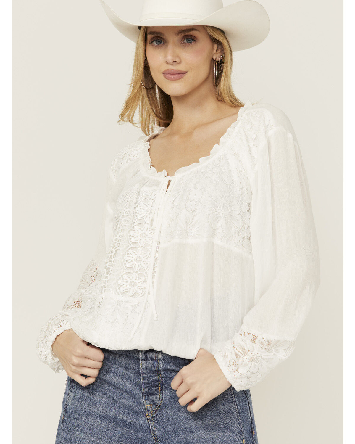 Wild Moss Women's Mixed Media Lace Top
