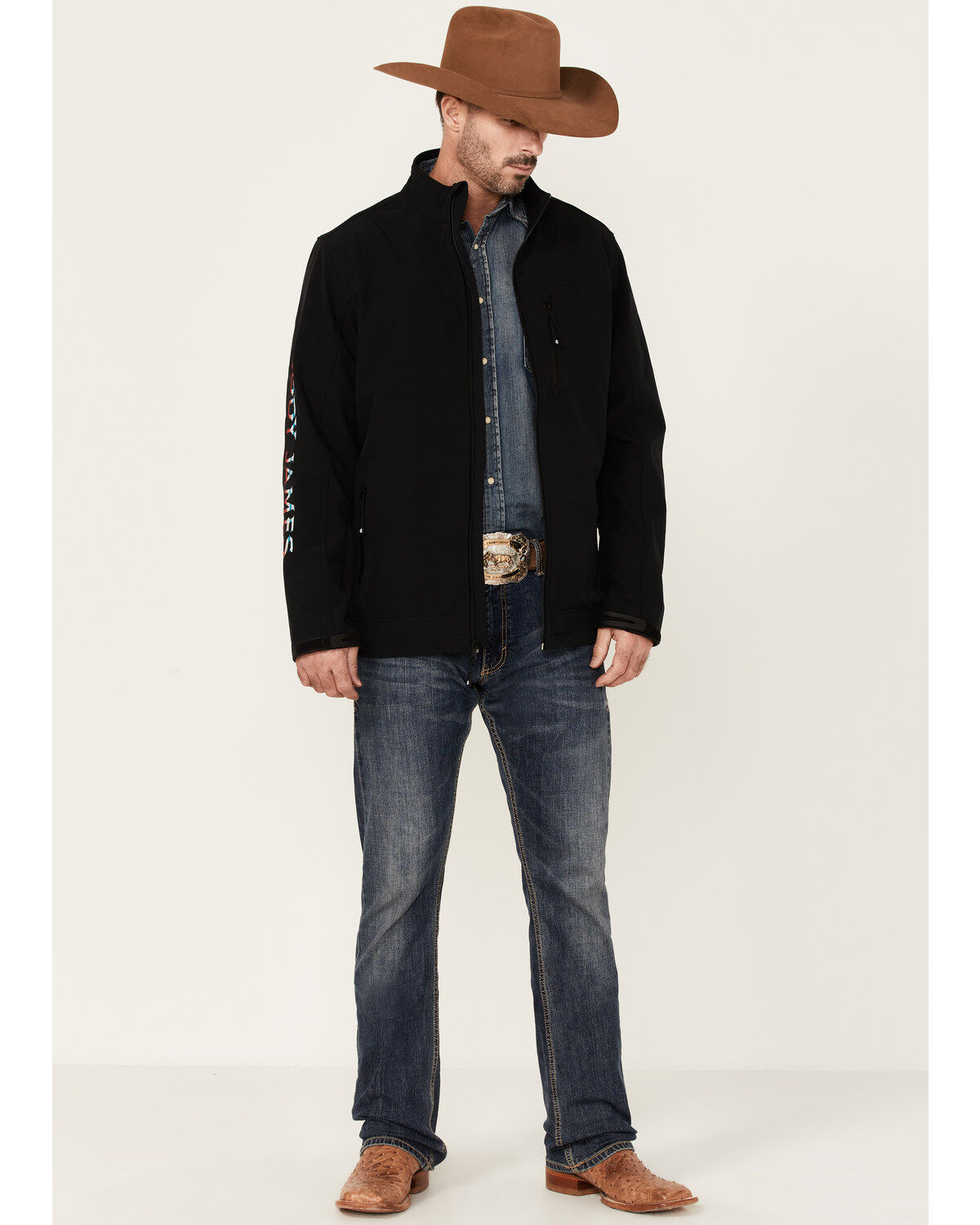 Cody James Core Men's Serape Logo Sleeve Zip-Front Steamboat Jacket