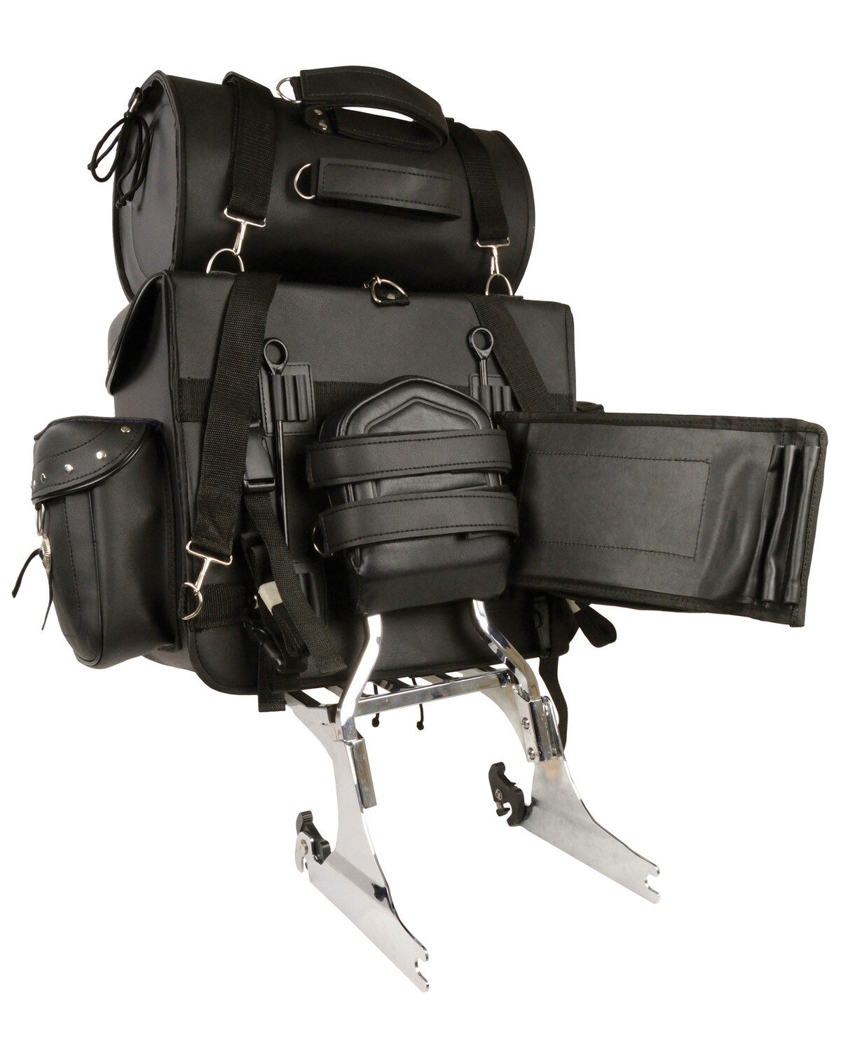 Milwaukee Leather Large PVC 2 Piece Touring Studded Sissy Bar Pack