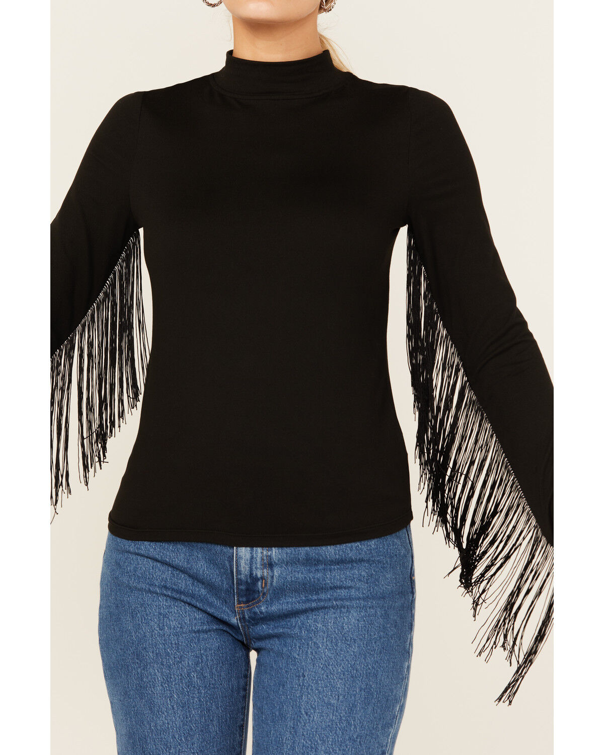 Rock & Roll Denim Women's Solid Fringe Long Sleeve Shirt