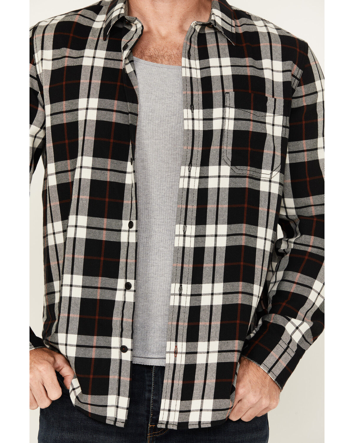 Brothers and Sons Men's Newton Plaid Print Long Sleeve Button-Down Western Shirt