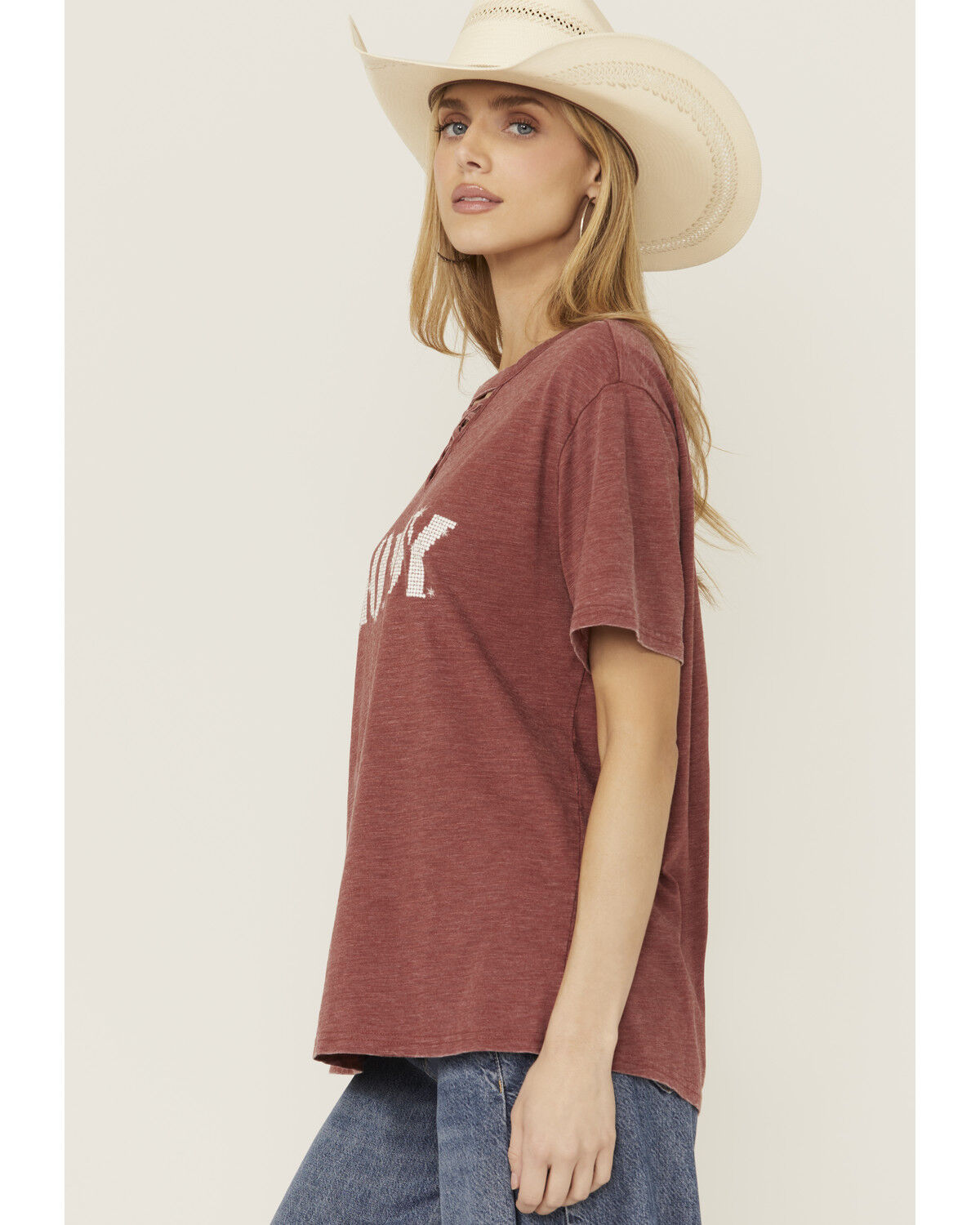 Blended Women's Howdy Rhinestone Short Sleeve Graphic Tee