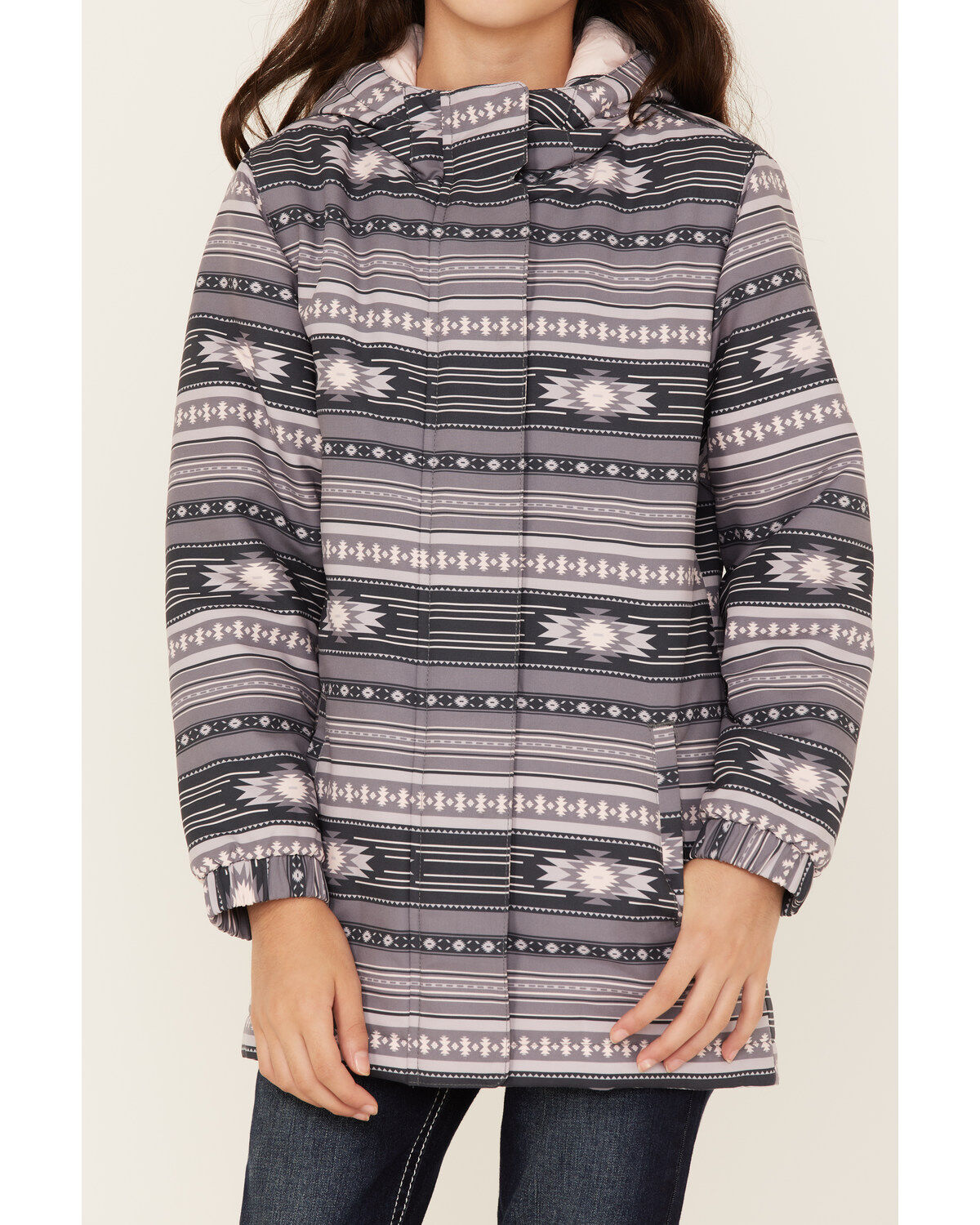 Cruel Girl Girls' Southwestern Stripe Softshell Hooded Jacket