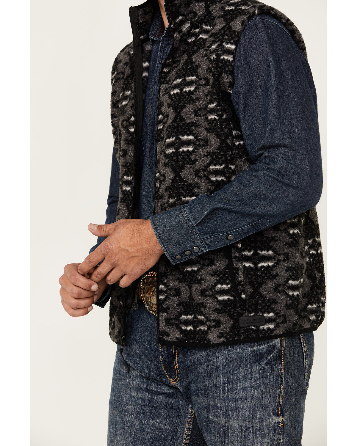 Rock & Roll Denim Men's Southwestern Print Berber Vest