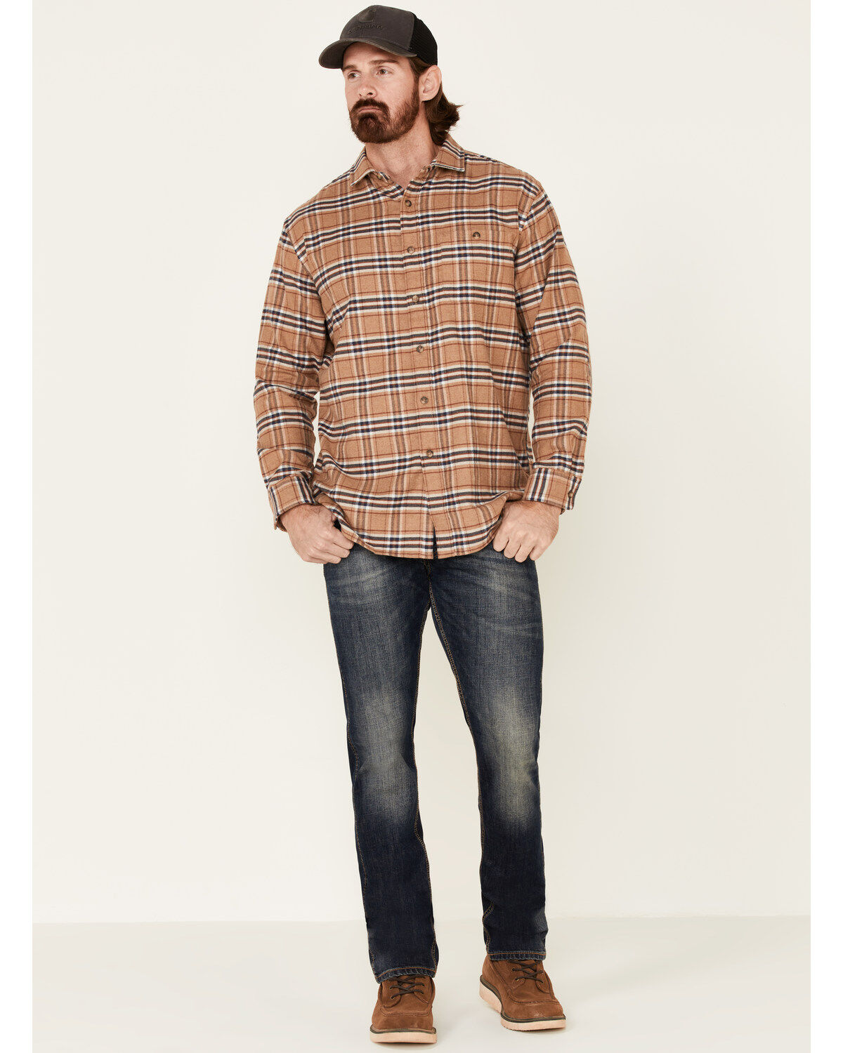 Pendleton Men's Camel Cascade Plaid Long Sleeve Western Shirt