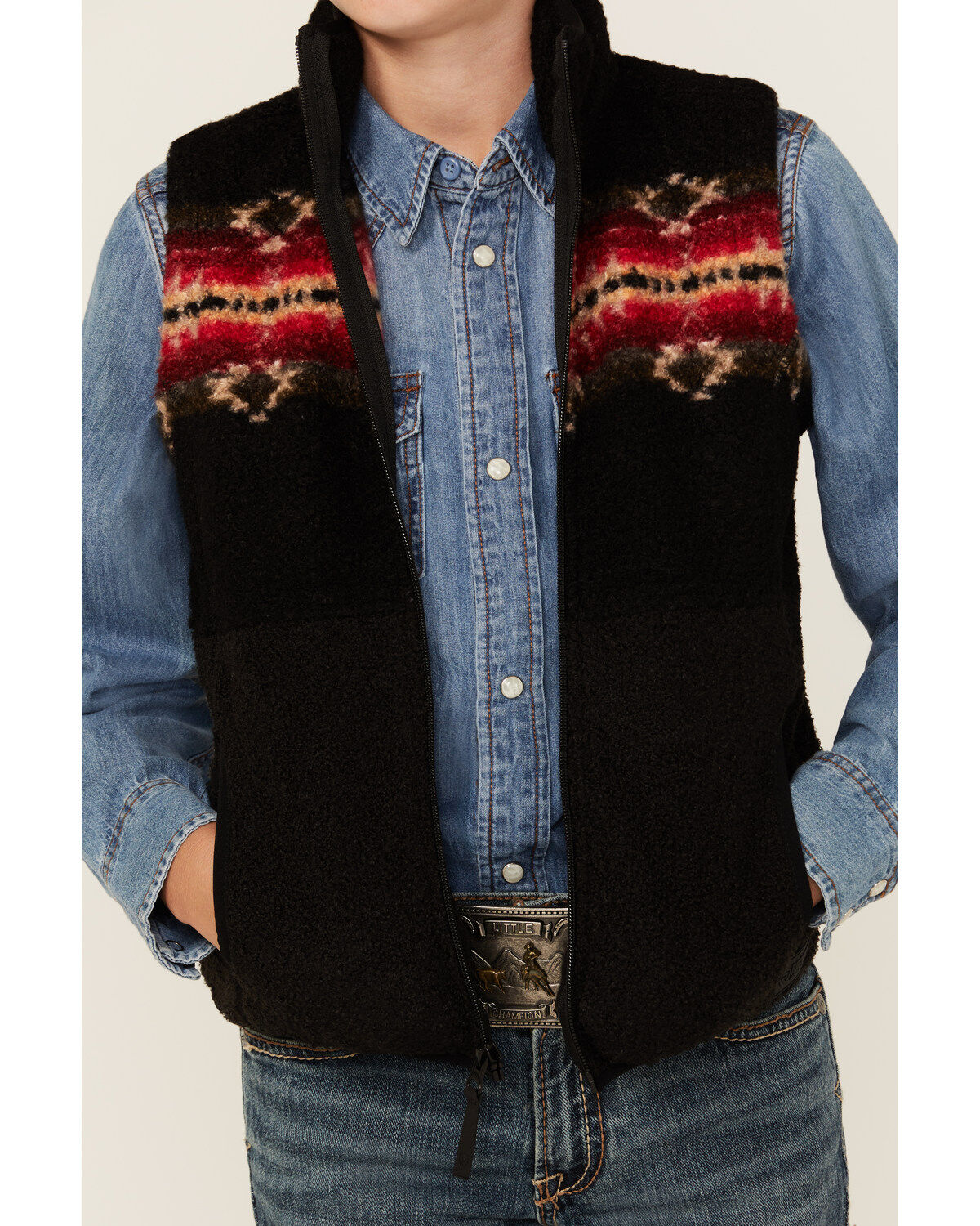 Rock & Roll Denim Boys' Printed Berber Border Print Vest