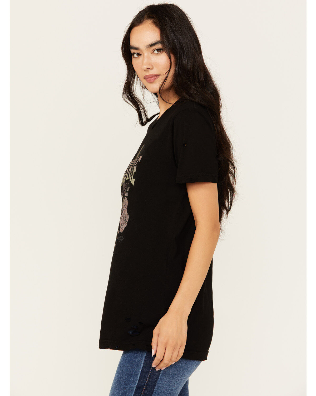 Bohemian Cowgirl Women's Nashville Leopard Guitar Destructed Short Sleeve Graphic Tee