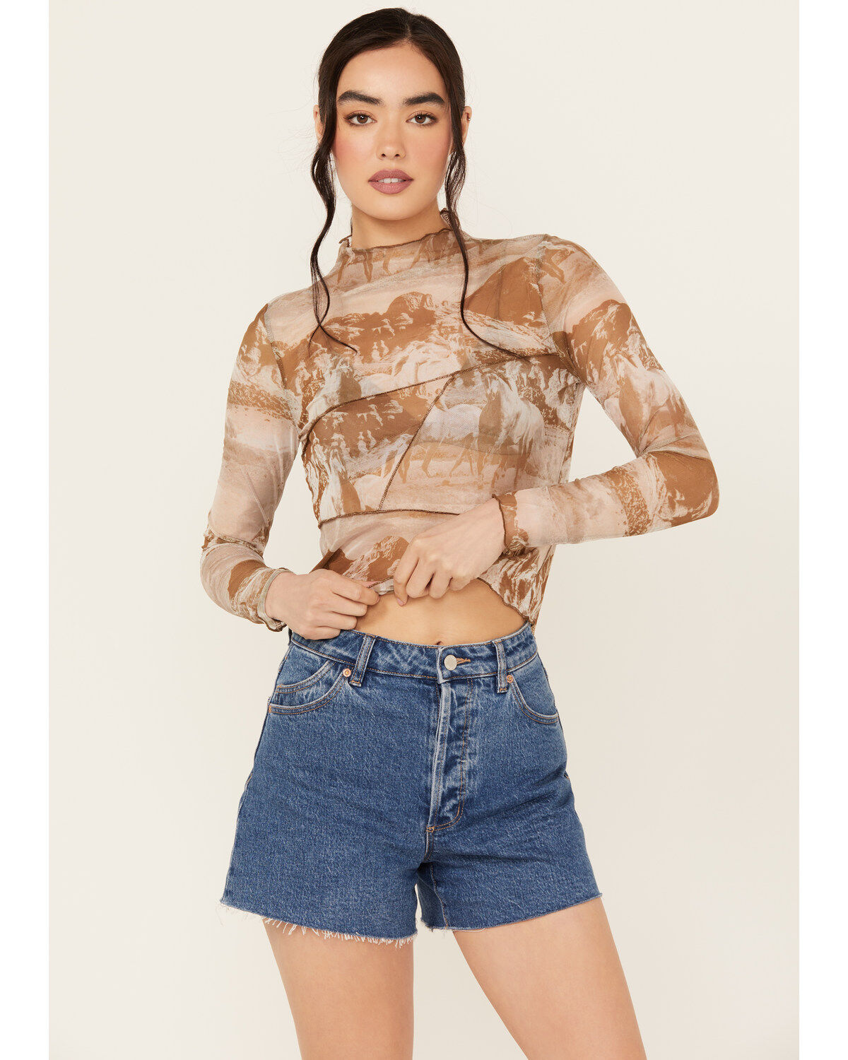 Rock & Roll Denim Women's Boot Barn Exclusive Printed Long Sleeve Mesh Top