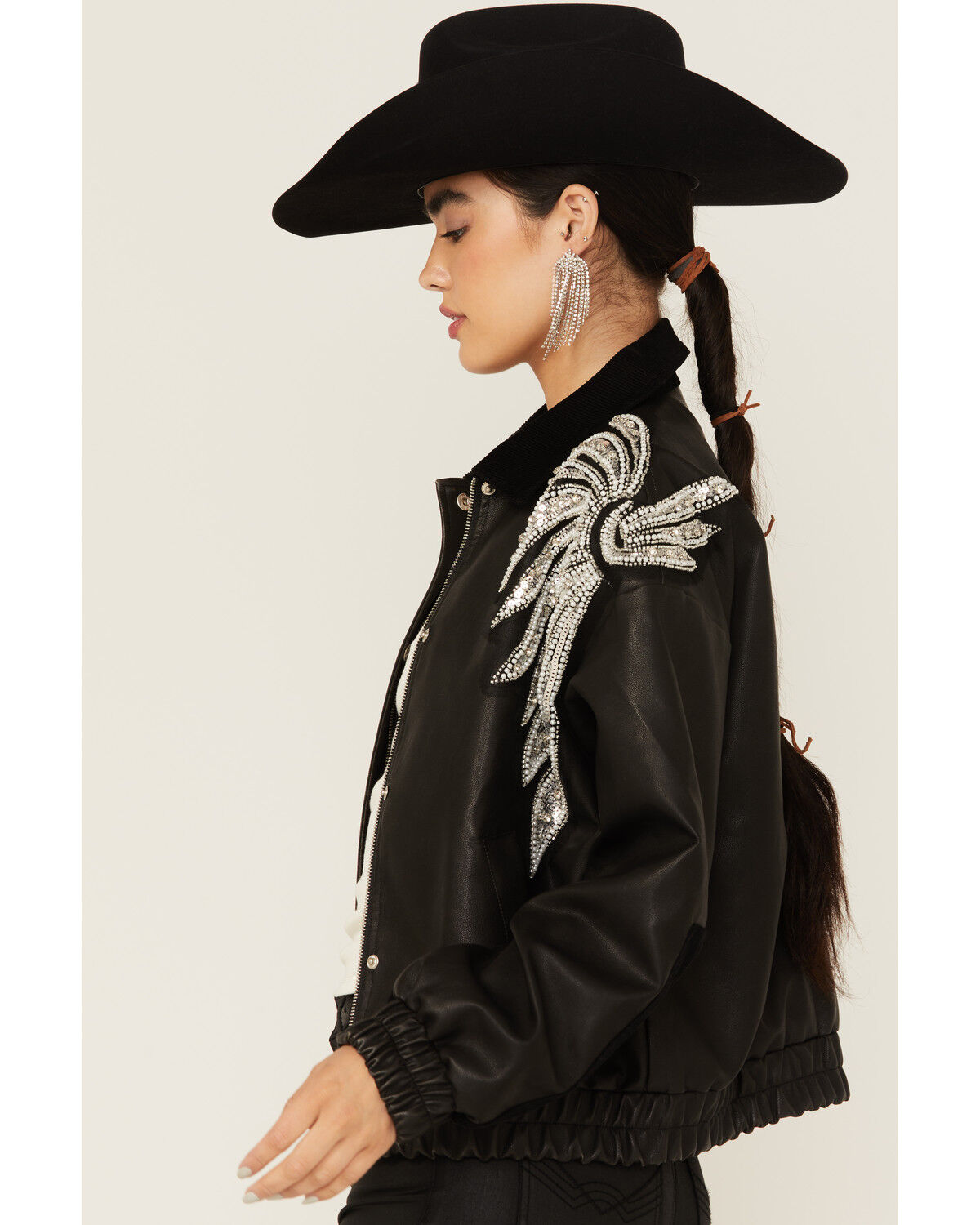 Miss Me Women's Winged Faux Leather Jacket