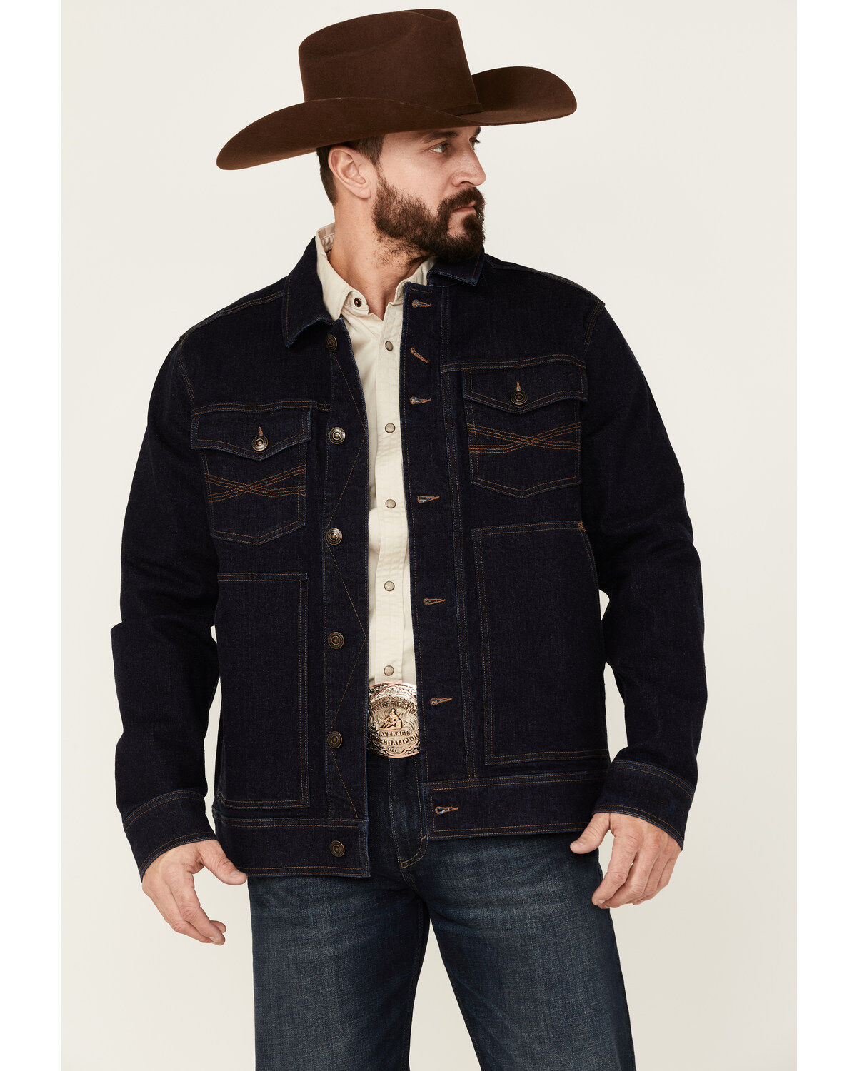 Blue Ranchwear Men's Button-Down Dark Denim Trucker Jacket