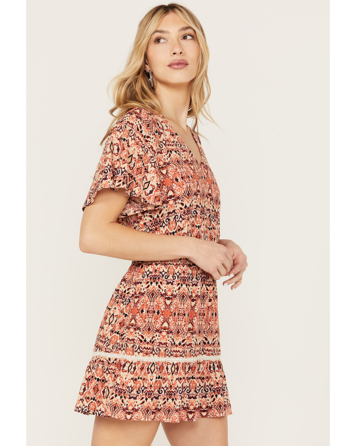 Idyllwind Women's Blossom Flutter Sleeve Smocked Mini Dress