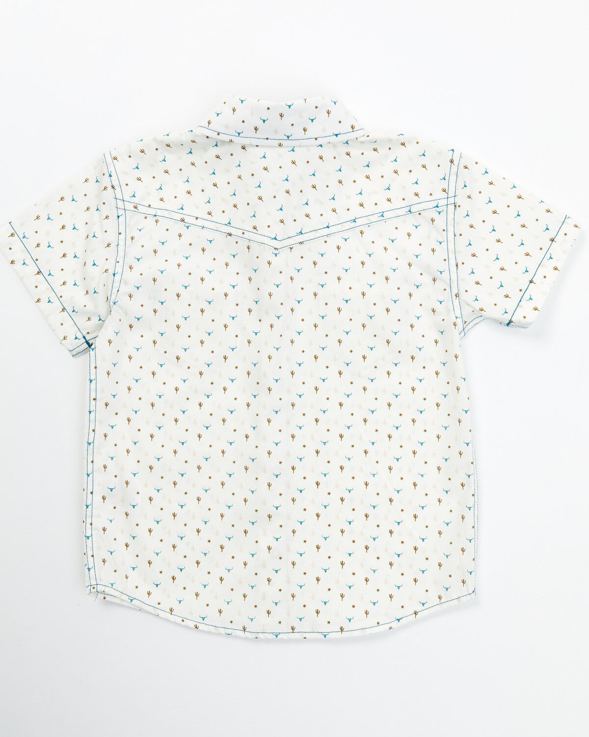 Cody James Toddler Boys' Bull and Cactus Print Short Sleeve Snap Western Shirt