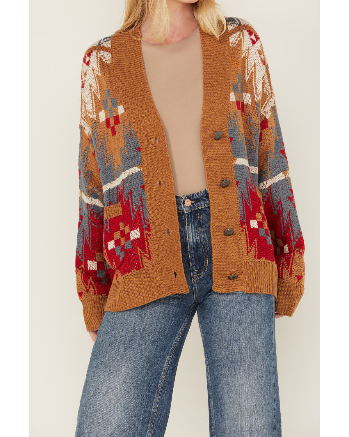 Wrangler Women's Southwestern Print Boyfriend Cardigan