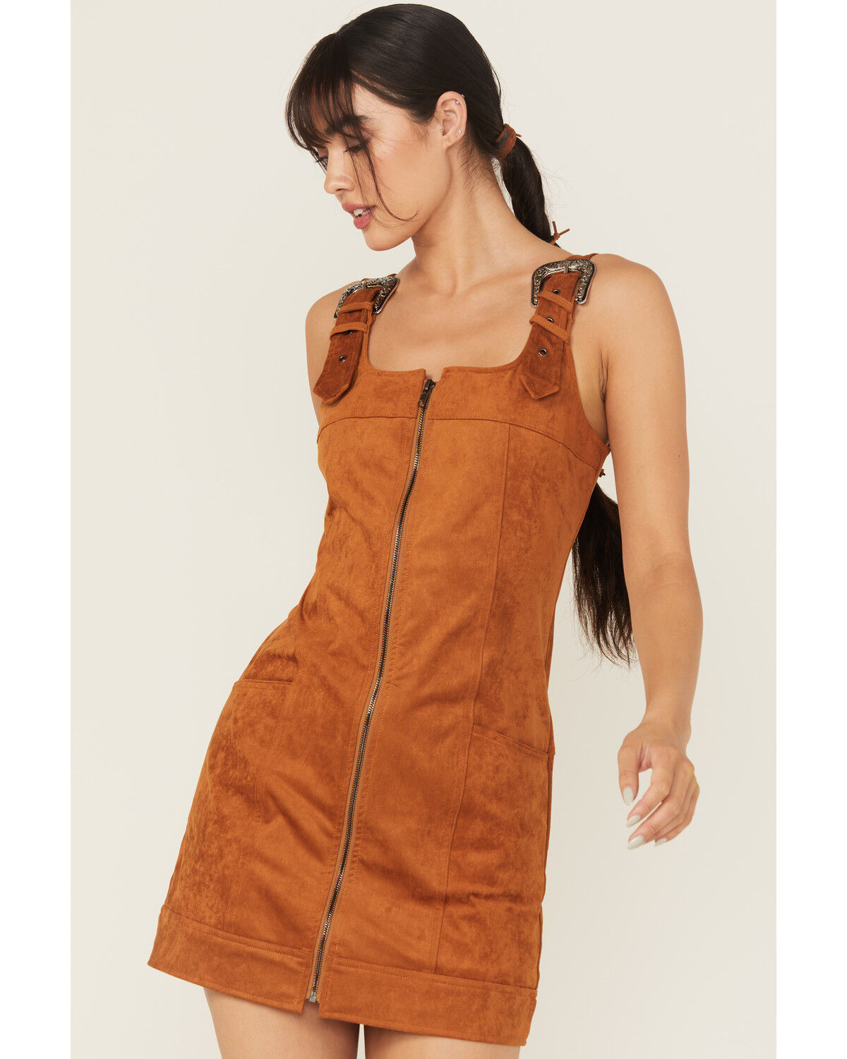 Blue B Women's Buckle Strap Mini Dress