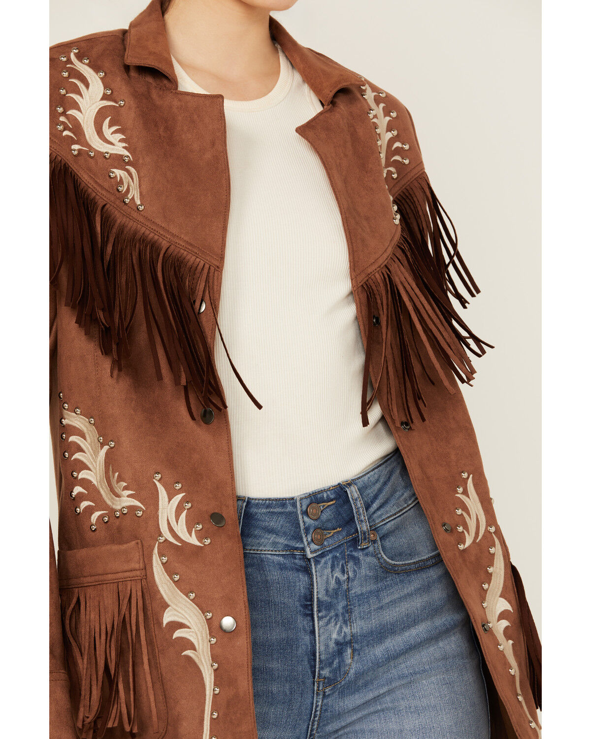 Rock & Rock Denim Women's Suede Fringe Jacket