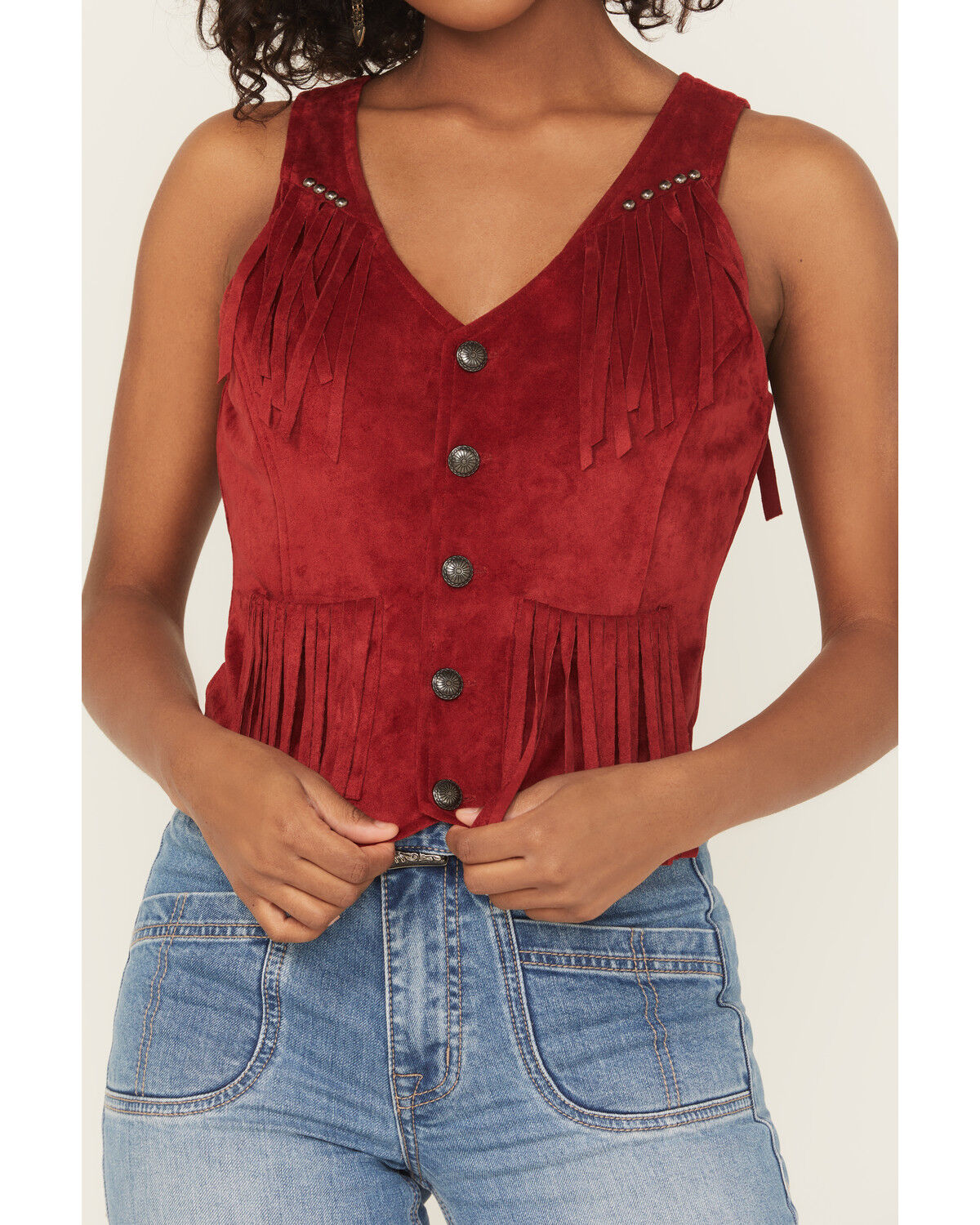 Rock & Roll Denim Women's Fringe Faux Suede Vest