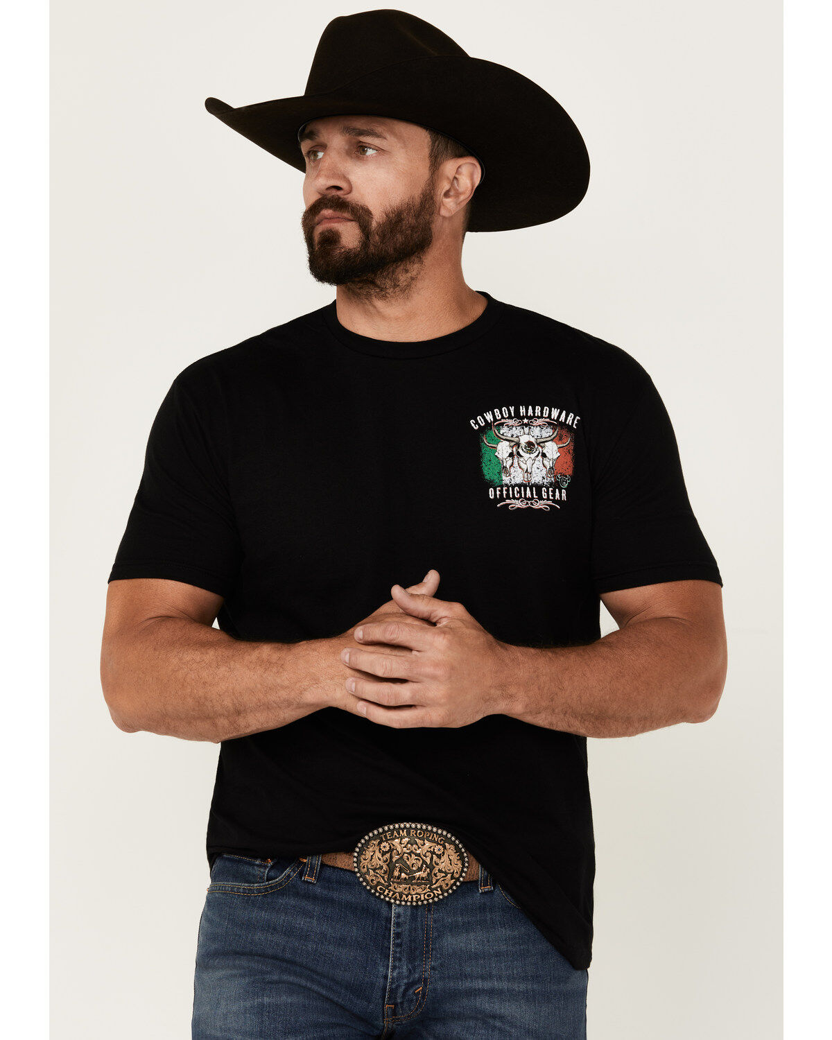 Cowboy Hardware Men's Triple Skull Short Sleeve Graphic T-Shirt